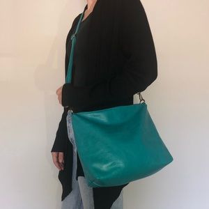 Italian Turquoise Leather Crossbody Bag